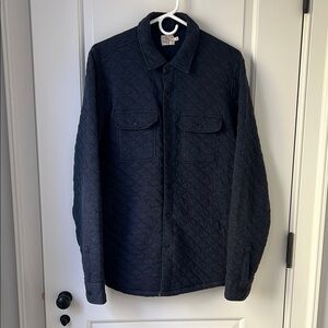 Faherty Men's Quilted Fleece Jacket - Navy Melange, size M, snap front closures
